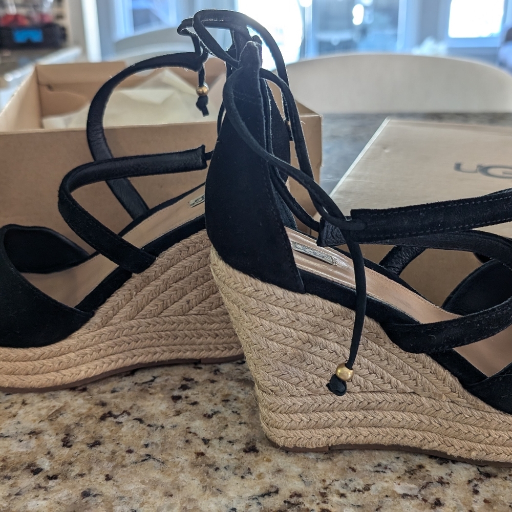UGG REAGAN BLACK 4" PLATFORM WEDGE HEEL
